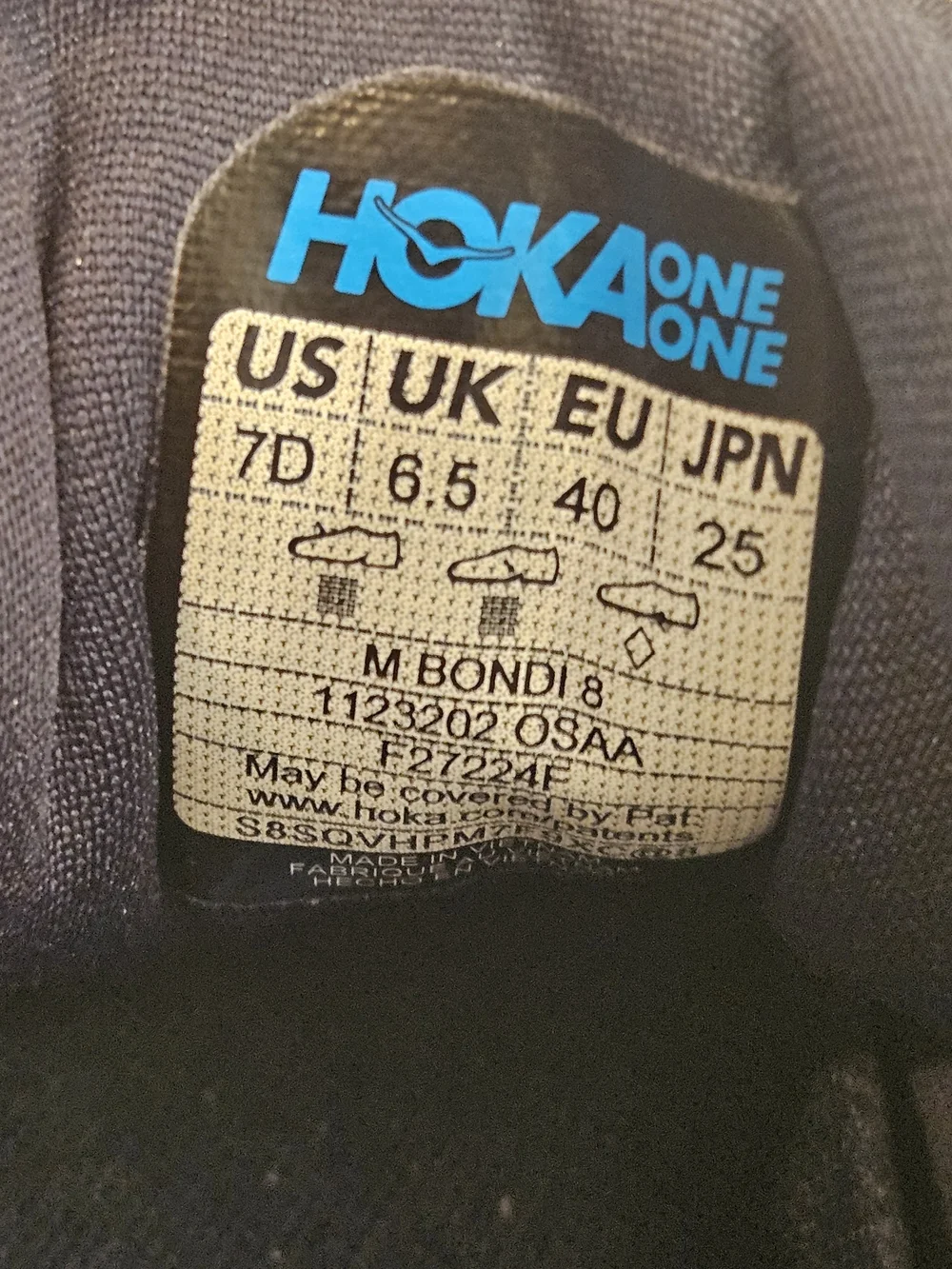 HOKA Bondi 8 Men's Navy Blue Running Shoes Size 7